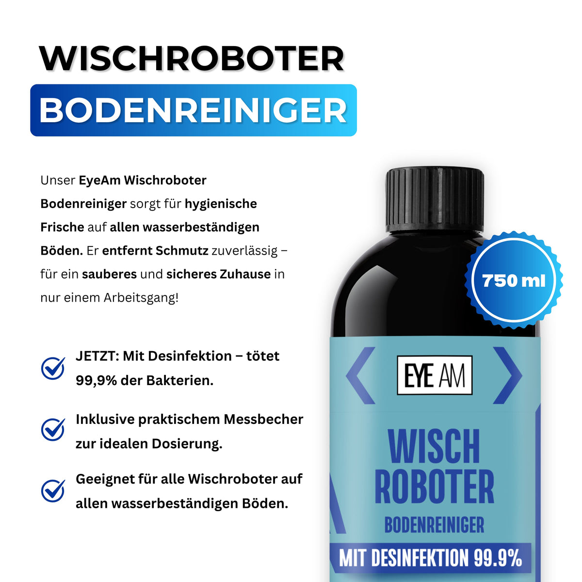 Hochkonzentrierter Bodenreiniger mit Desinfektion für Parkett, Laminat, Fliesen, PVC und Steinböden, streifenfrei und effektiv.