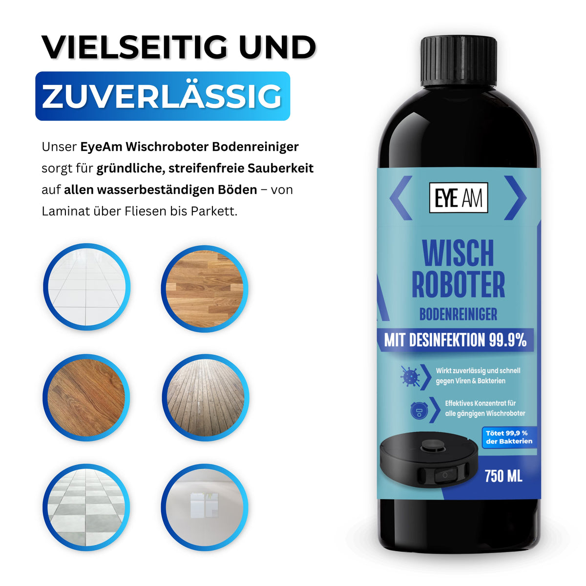 Geeignet für Parkett, Laminat, Fliesen, Steinböden und PVC. Perfekt für Haushalte mit Kindern, Haustieren oder hohen Hygieneanforderungen, für gründliche und sichere Reinigung.